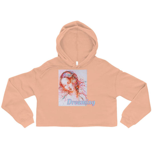 Pink crop hoodie with exclusive artwork "Pink Leda" print 