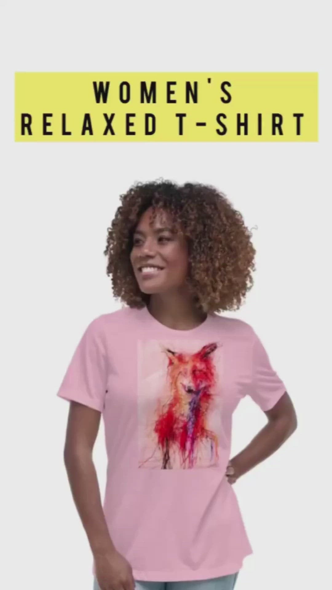 Pink tee shirt with exclusive artwork "Urban fox" print