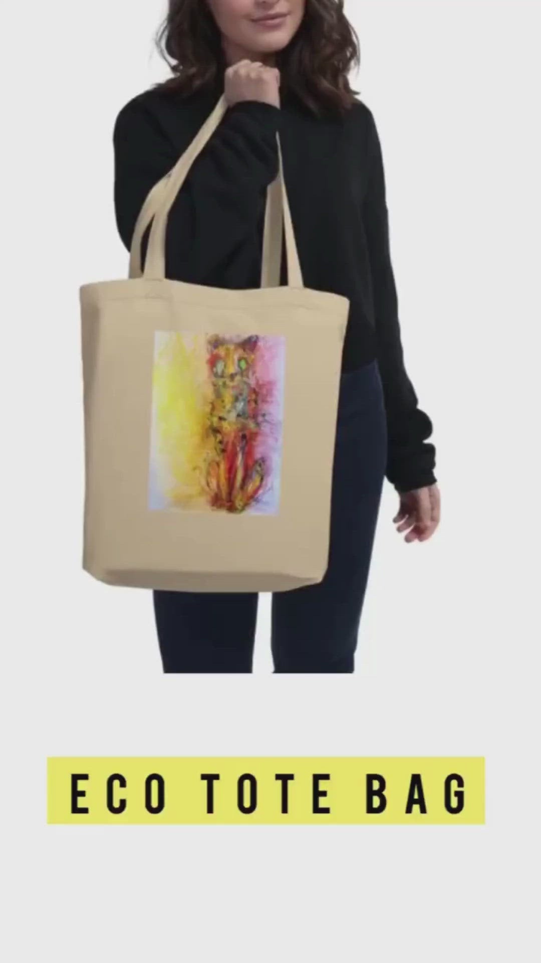 Oatmeal tote bag 100% certified organic cotton with exclusive artwork "The Long Wait" print 
