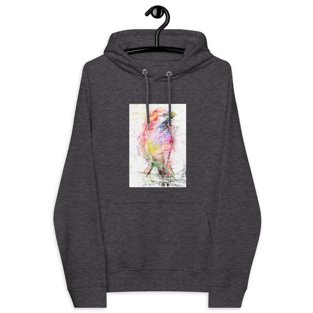charcoal unisex hoodie with exclusive artwork "Sparrow" print 
