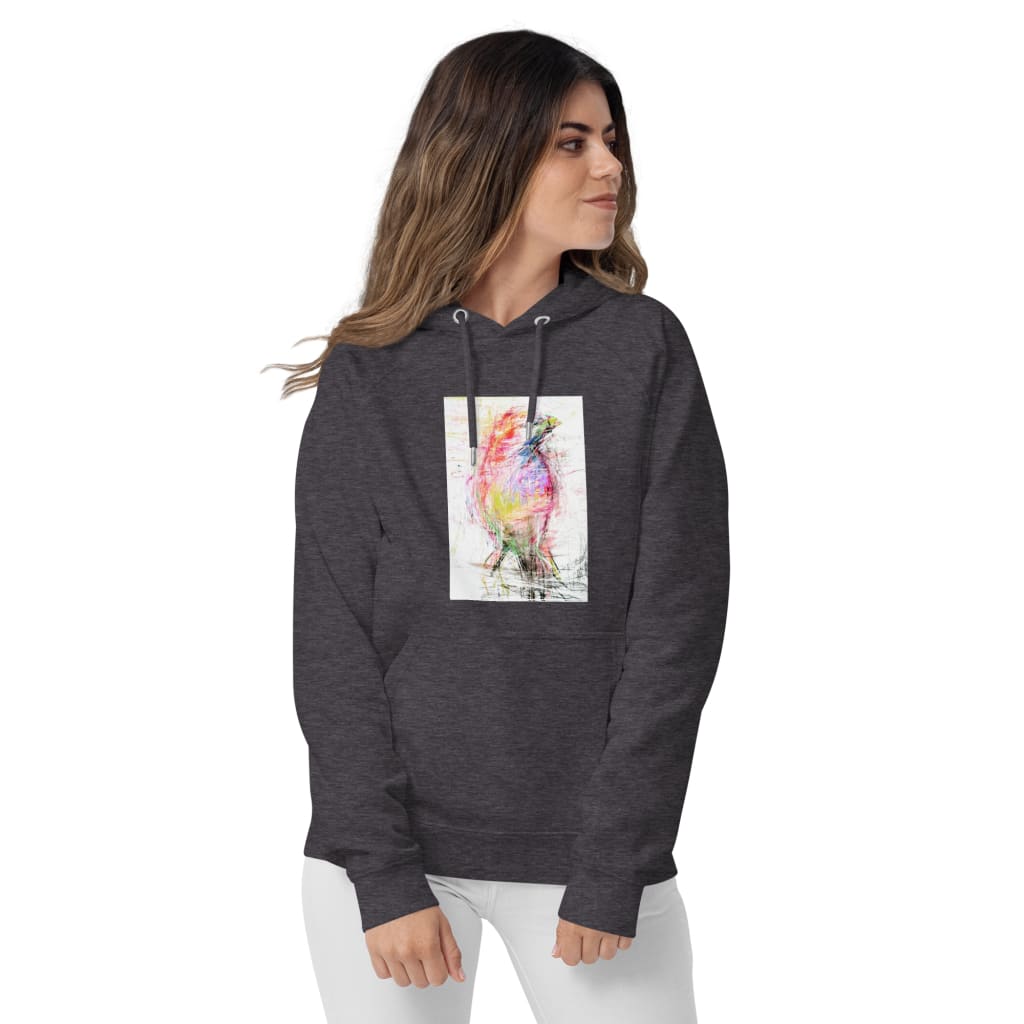 charcoal unisex hoodie with exclusive artwork "Sparrow" print 