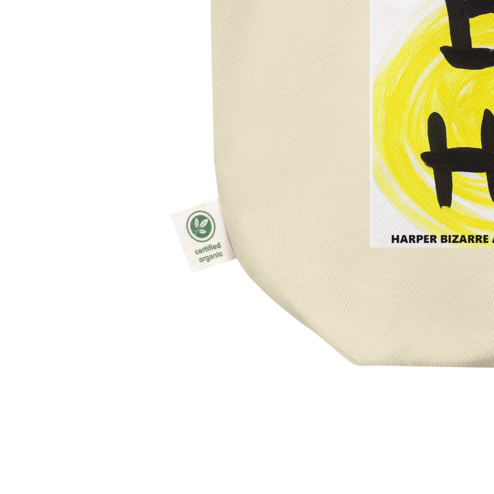 White tote bag 100% certified organic cotton with exclusive artwork "Just being human" print 