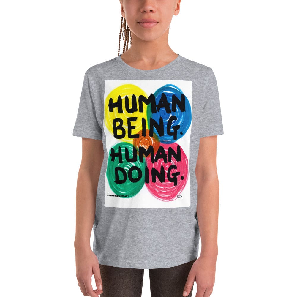 Grey Tee-shirt with exclusive artwork "human being, human doing' print 