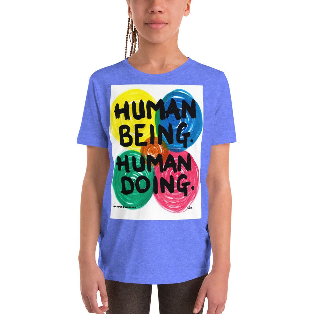 Purple Tee-shirt with exclusive artwork "human being, human doing' print 