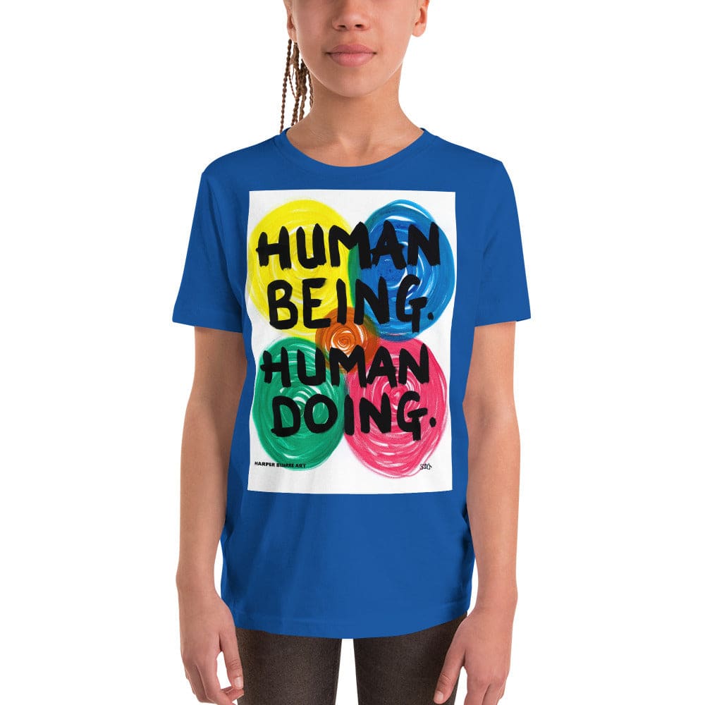 Blue Tee-shirt with exclusive artwork "human being, human doing' print 