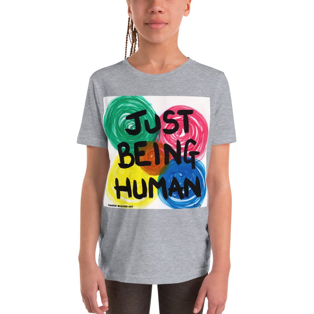 Grey tee-shirt with exclusive artwork "Just being human" print 