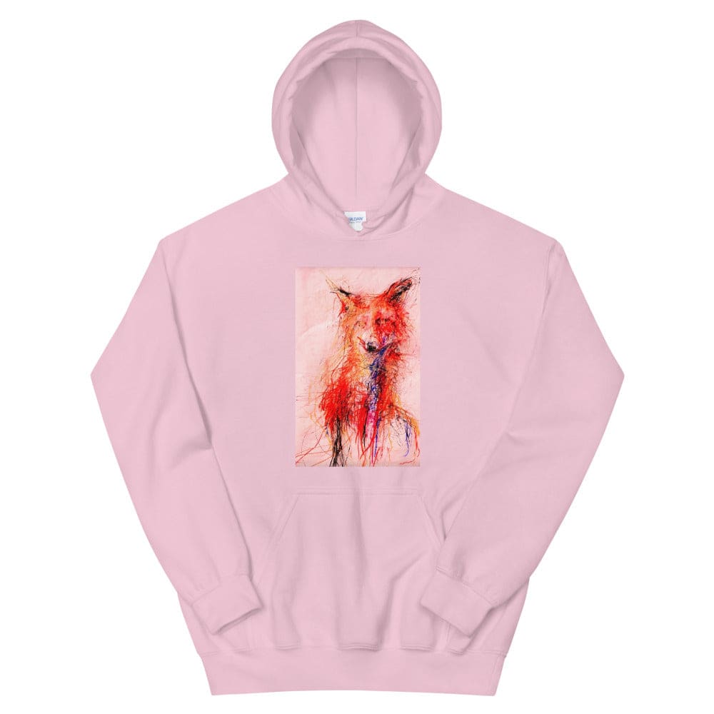 Pink unisex hoodie with exclusive artwork "Urban fox" print 
