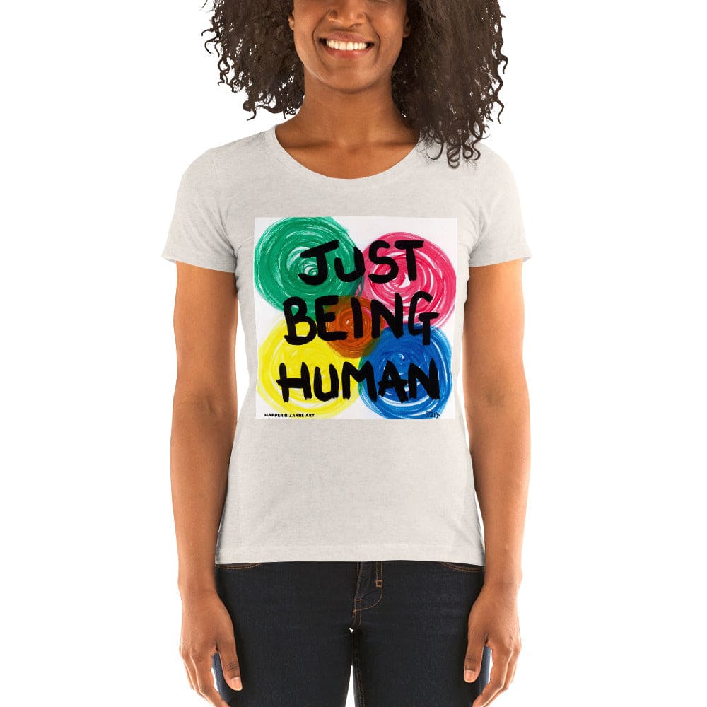 Oatmeal tee shirt with exclusive artwork "Just being human" print 
