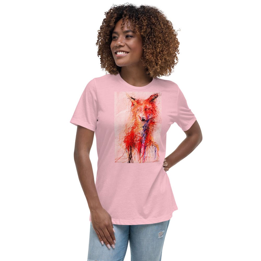 Pink tee shirt with exclusive artwork "Urban fox" print 